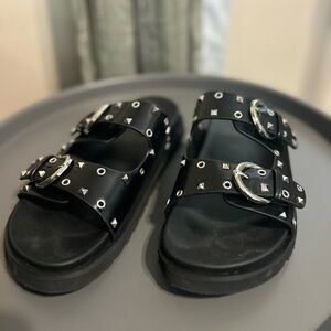 SHEIN Black Studded Flats